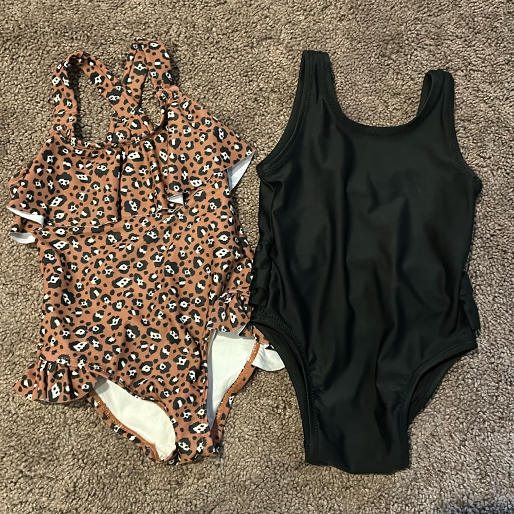 Babygirl 12/18m cheetah and black one piece swimsuit bundle!!